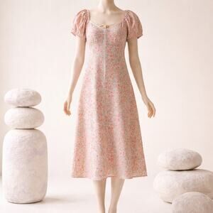 Women's Floral Lightweight Maxi Tiered Cottagecore Summer Y2K Easter Dress M